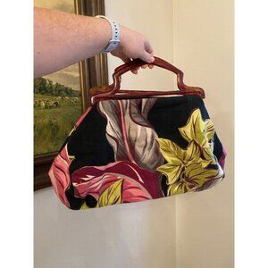 Vintage Handmade Floral Handbag With Handle - 17" W X 12" H